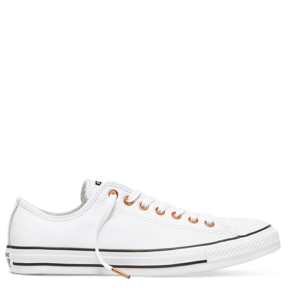 Converse CTAS OX White Leather Rose Gold Low Top All Star Sneakers